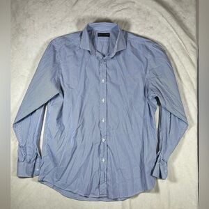 Ralph Lauren Black Label Size 17 Classic Navy Pinstripe Spread Collar Shirt C17